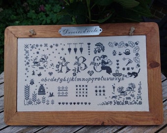 COULEUR D'ETOILE "La Lecon de Flore", Counted Cross Stitch Pattern, Sampler, Paper Pattern, Made in France