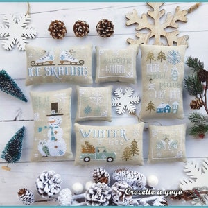 Crocette A Gogo • "Winter Joy" • Counted Cross Stitch Pattern • 7-Patterns • Snowmen • Snowflakes • Winter • Paper Pattern