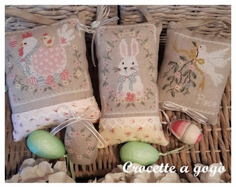 FRIENDS FOR EASTER by Crocette A Gogo • "Amici Per La Pasqua" • Counted Cross Stitch Pattern • Spring, Chick, Bunny, Dove, Egg