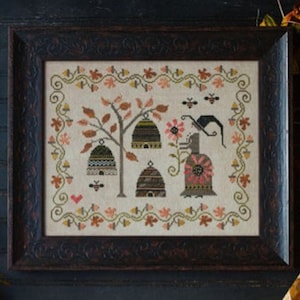 PLUM STREET SAMPLERS &quot;Harvest Keeper&quot; • Counted Cross Stitch Pattern • Witch, Halloween, Autumn, Fall, Paper Pattern