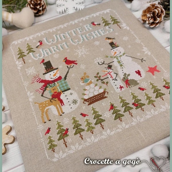 Crocette A Gogo • « Winter Warm Wishes » • Motif de point de croix compté • Graphique, motif seulement