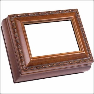 COTTAGE GARDEN "Wood Grain Rectangular Treasure Box", Display Your Needlework, Picture Frame Style Opening, 3 5/8" x 4 1/2" x 1 7/8"