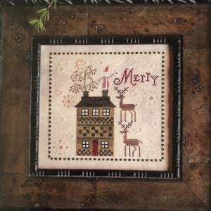 PLUM STREET SAMPLERS "Merry Brew" • Counted Cross Stitch Pattern • Santa, Winter, Christmas, Reindeer, Paper Pattern