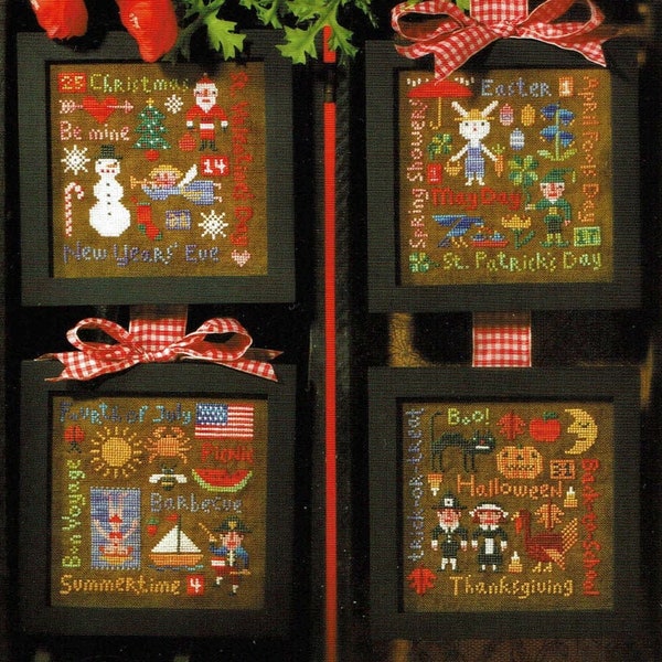 BIRDS OF A FEATHER "Holiday Seasons" Counted Cross Stitch Pattern, Christmas, Easter, Fourth of July, Halloween, Paper Pattern