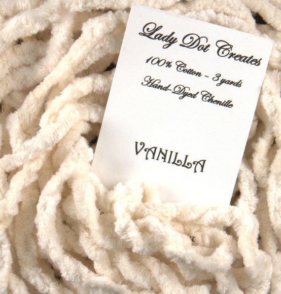 VANILLA CHENILLE TRIM by Lady Dot Creates 3 Yards Hand-dyed Chenille 100%  Cotton Finishing Craft Project Trim 