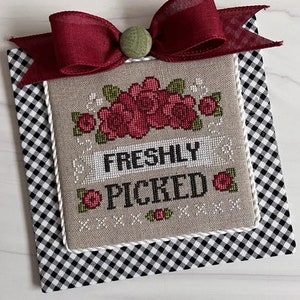 CHERRY HILL STITCHERY &quot;Freshly Picked&quot; • Counted Cross Stitch Pattern with Dinky Dyes Silk Pack Included • Pattern & Silks Only