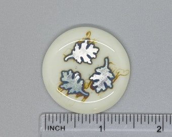 BEAU VERRE ART "Silver Foil Leaves Fused Glass Needle Minder" • Magnet • Beautiful Colors, Needle Minder • One-of-a-Kind, Handcrafted