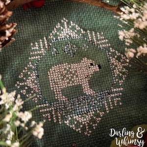 DARLING & WHIMSY DESIGNS &quot;Quirky Quaker Polar Bear&quot; Counted Cross Stitch Pattern, Chart, Pattern Only