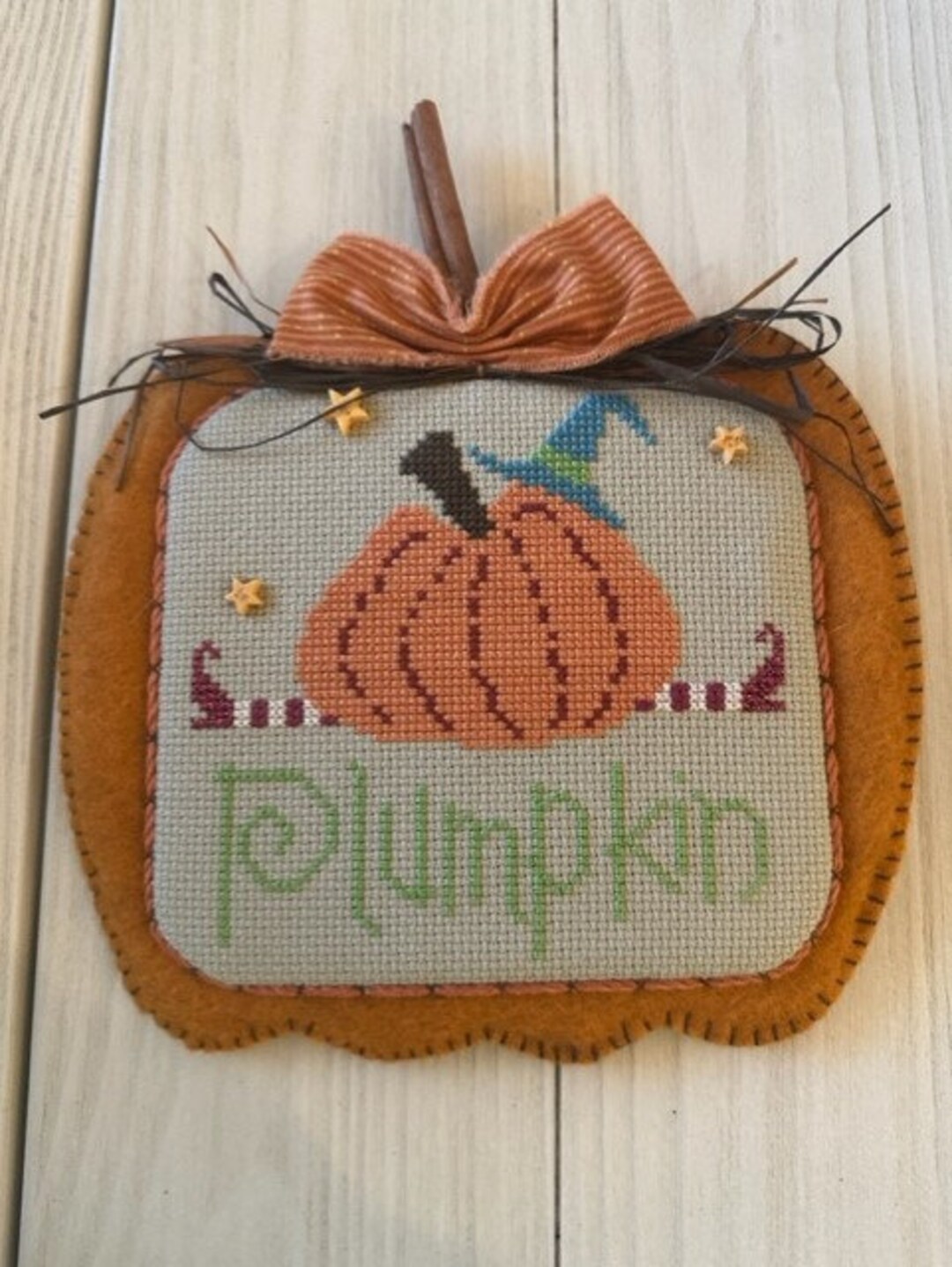 FINISHED Cross Stitch Halloween Ornament Decor Cross Stitch, Embroidery