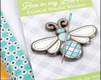 LORI HOLT "Cottage Bee Magnetic Needle Minder in Blue" Enamel Needle Minder, Lori Holt of Been In My Bonnet Co. For It's Sew Emma