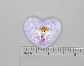 BEAU VERRE ART "Angel Heart Needle Minder" • Fused Glass Magnet • Christmas Needleminder • Holiday Spirit, One-of-a-Kind, Handcrafted