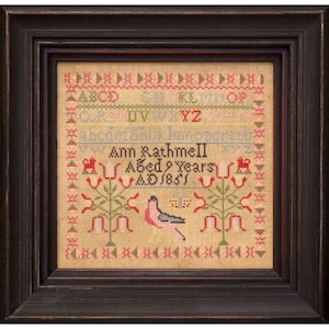 Hands Across The Sea Samplers • &quot;Ann Rathmell, 1851&quot; • Reproduction Sampler • Counted Cross Stitch Pattern, Printed Booklet