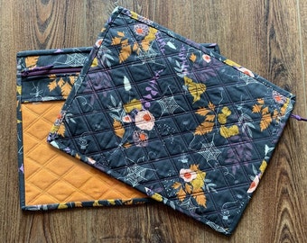 Ready To Ship Cross Stitch Needlework PROJECT BAG • Clear Vinyl Front • Quilted • Art Gallery Cast A Spell • Kingsland Needle Art