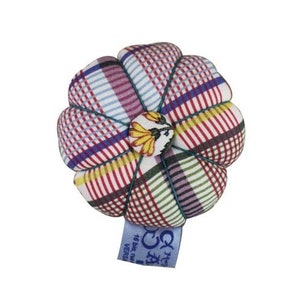 MAISON SAJOU Fabric Pin Cushion ~ Coquecigrues Fabric checkered motif Pincushion, Made in France