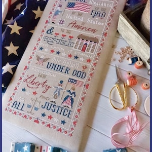 CROCETTE A GOGO The Pledge of Allegiance Counted Cross Stitch Pattern Chart American Flag Liberty Americana Pattern Only image 5