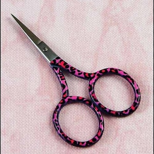 YARN TREE Pink Leopard Embroidery Scissors ~ Premium Stainless Steel Scissors ~  3 3/4&quot; Long