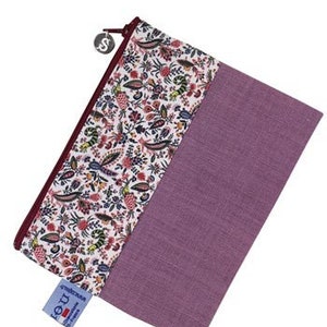 MAISON SAJOU Linen and Cotton Pouch ~ Minature Coquecigrues Fabric with Thyme Linen ~ hand made in France