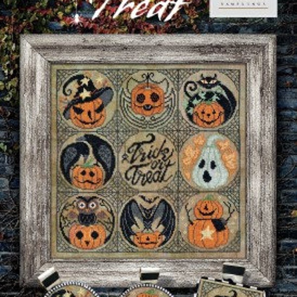 COTTAGE GARDEN SAMPLINGS "Trick or Treat" Counted Cross Stitch Pattern, Spooky Halloween Pumpkins, Halloween, Pattern Only
