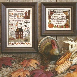 The Prairie Schooler NOVEMBER Counted Cross Stitch Pattern, Autumn, Thanksgiving, Chart Book No. 149