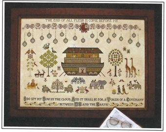 PLUM STREET SAMPLERS "The Flood" Counted Cross Stitch Pattern, Noah, Art, Animals, Pattern Only