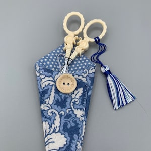 SCISSOR CASE • Sajou French Fabric Sheath - Holds 4&quot; Embroidery Scissors • Premium Cotton Fabric • Made Exclusively for Kingsland Needle Art