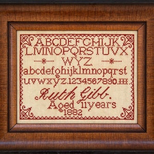 Hands Across the Sea Samplers &quot;Ruth Gibb 1882&quot; Counted Cross Stitch Pattern, A Reproduction Sampler, Printed Booklet, Chart, Pattern Only