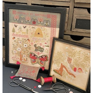QUAINT ROSE NEEDLEARTS &quot;Inspired by Nature&quot; Counted Cross Stitch Pattern, Sampler, 2 Designs, Chart, Pattern Only