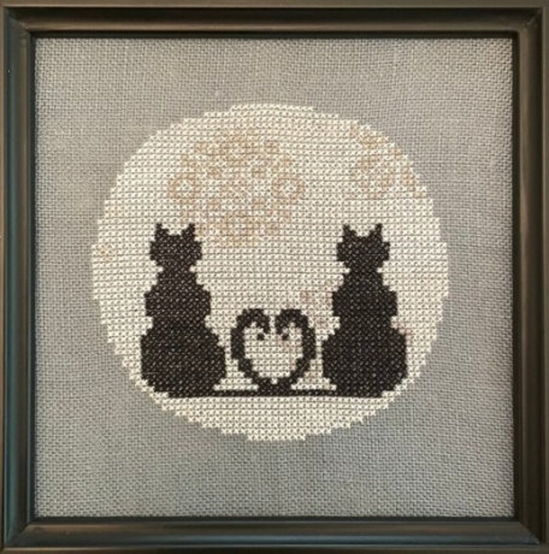 Aurytm Designs cattitudes 2 Cats and A Moon Counted Cross Stitch