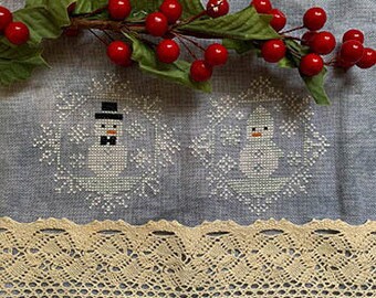 DARLING & WHIMSY DESIGNS "Quirky Quaker Snowfolk" Counted Cross Stitch Pattern, Chart, Snowmen, Pattern Only