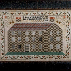 LA~D~DA &quot;A Fine House Indeed&quot; • Counted Cross Stitch Pattern • Chart, Primitive Style Sampler, Paper Pattern