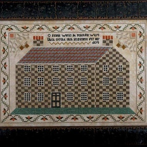 LA~D~DA "A Fine House Indeed" • Counted Cross Stitch Pattern • Chart, Primitive Style Sampler, Paper Pattern