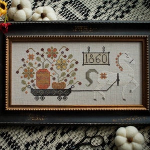 PLUM STREET SAMPLERS &quot;Harvest Delivery&quot; • Counted Cross Stitch Pattern • Autumn, Pumpkins, Horse, Wagon, Pattern Only