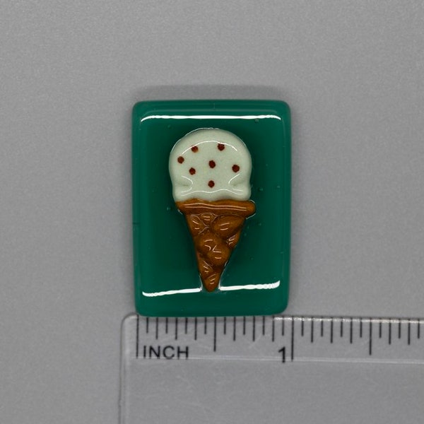 BEAU VERRE ART "Ice Cream Cone Fused Glass Needle Minder" • Magnet • Needleminder • One-of-a-Kind Handcrafted