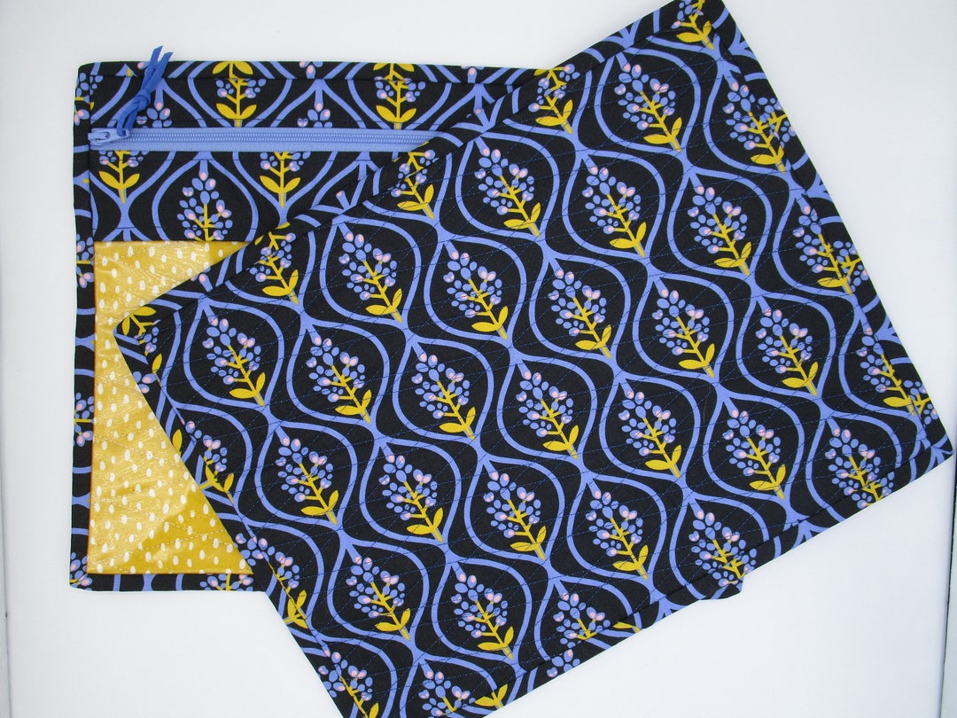 Cross Stitch Needlework PROJECT BAG Clear Vinyl Front Quilted Art