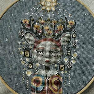 BARBARA ANA DESIGNS &quot;Deer Dreams&quot; Counted Cross Stitch Pattern, Chart, Dreaming Girls Series, Paper Pattern