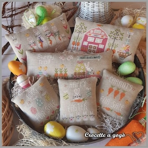 CROCETTE A GOGO "Easter on the Farm" • Counted Cross Stitch Pattern • Rabbit, Gardens, Absolutely Adorable, Paper Pattern