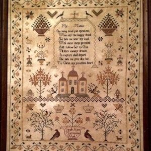 MERRY WIND FARM &quot;Sarah Ann Marven 1838&quot; • Counted Cross Stitch Pattern • English Reproduction Sampler • Chart, Pattern Only