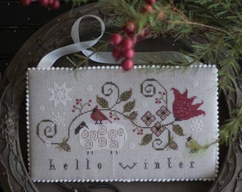 PLUM STREET SAMPLERS "Hello Winter" • Counted Cross Stitch Pattern • Sheep, Cardinal, Snowflakes, Series, Paper Pattern