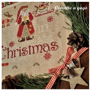 BELIEVE IN CHRISTMAS by Crocette A Gogo Counted Cross Stitch Paper Pattern Santa, Reindeer, Sleigh, Presents, Snowflakes, Winter image 2