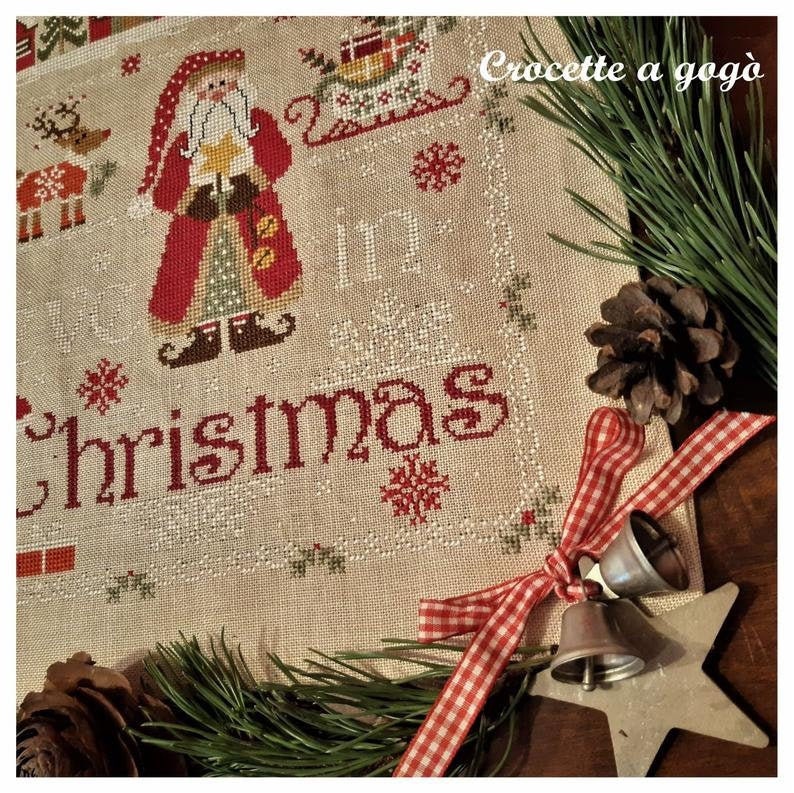 BELIEVE IN CHRISTMAS by Crocette A Gogo Counted Cross Stitch Paper Pattern Santa, Reindeer, Sleigh, Presents, Snowflakes, Winter image 2