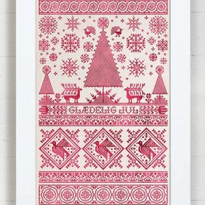 MODERN FOLK EMBROIDERY "A Scandinavian Christmas Sampler" Counted Cross Stitch Pattern, Chart, Pattern Only