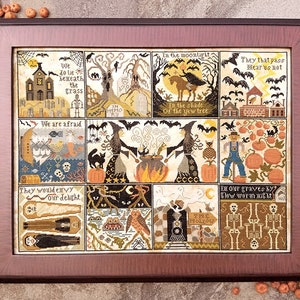 CARRIAGE HOUSE SAMPLINGS &quot;Halloween at Hawk Run Hollow&quot; Counted Cross Stitch Pattern, Sampler, Primitive, Pattern Only
