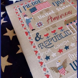 CROCETTE A GOGO The Pledge of Allegiance Counted Cross Stitch Pattern Chart American Flag Liberty Americana Pattern Only image 2