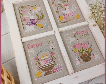 CROCETTE A GOGO "Easter Window" • Counted Cross Stitch Pattern • Bunny, Spring, Easter Eggs, Chicks, Italy, Paper Pattern