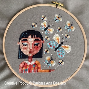 BARBARA ANA DESIGNS &quot;Butterfly Dreams&quot; Counted Cross Stitch Pattern, Chart, Dreaming Girl Series, Pattern Only