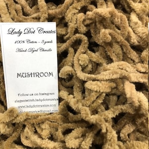 MUSHROOM ~ CHENILLE TRIM by Lady Dot Creates • 3 Yards • Hand-Dyed Chenille • 100% Cotton • Finishing • Craft Project Trim
