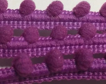 Vam-Purple ~ MINI POM POM Trim by Dames of the Needle / From the Cauldron • 1 Yd • Hand-Dyed Cotton Trim • Finishing Trim