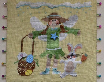 RAISE THE ROOF "April's Angel" Counted Cross Stitch Pattern, Chart, Easter, Bunny, Pattern Only