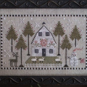 PLUM STREET SAMPLERS "A Country Winter" Cross Stitch Pattern, Sheep, Snowman, Barn, Paper Pattern