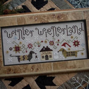 PLUM STREET SAMPLERS &quot;Winter Wienerland&quot; • Counted Cross Stitch Pattern • Winter, Dogs, Snowmen, Snowflakes, Doxie, Pattern Only